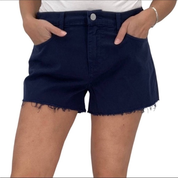 NWT L'AGENCE Ryland High Rise Shorts Navy Marine Blue Cut Off Sz 26 - Picture 1 of 13